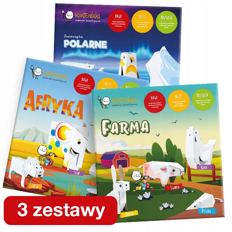 3v1 POLAR zvieratká + AFRIKA + FARMA na zostavenie a vyfarbenie